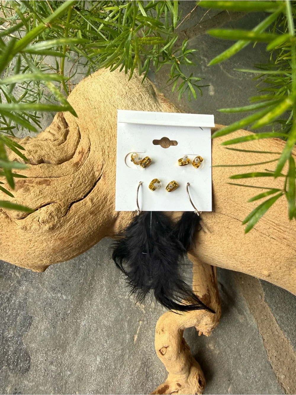 New🌟Free People -Set of 4 Feather Drop Earring Set - Black